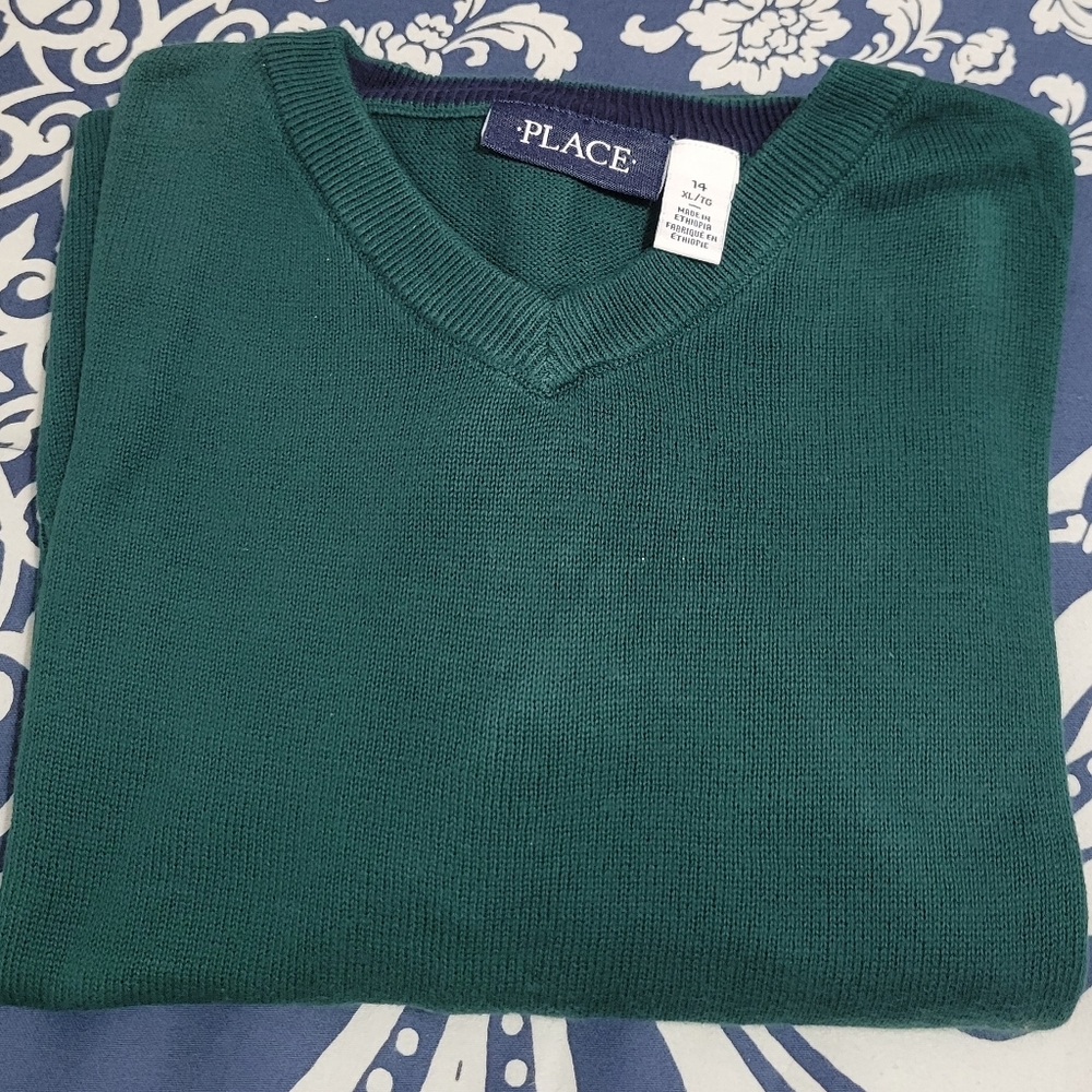 The Children's Place Deep Green V-Neck Sweater